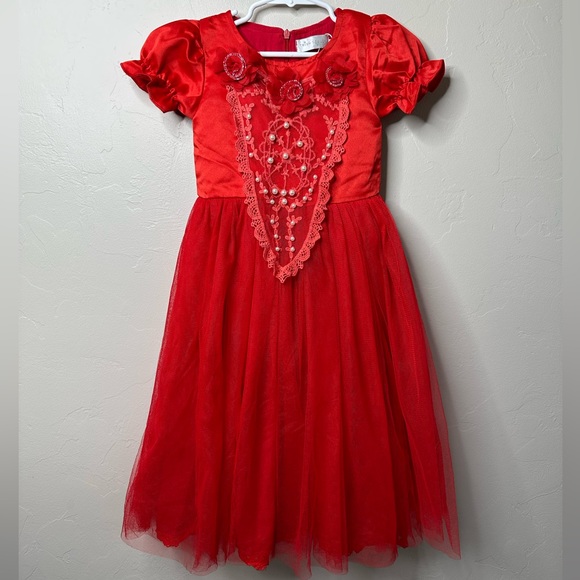 Trush Scully Other - Trish Scully Little Red Tulle & Lace Embellished Dress size 4